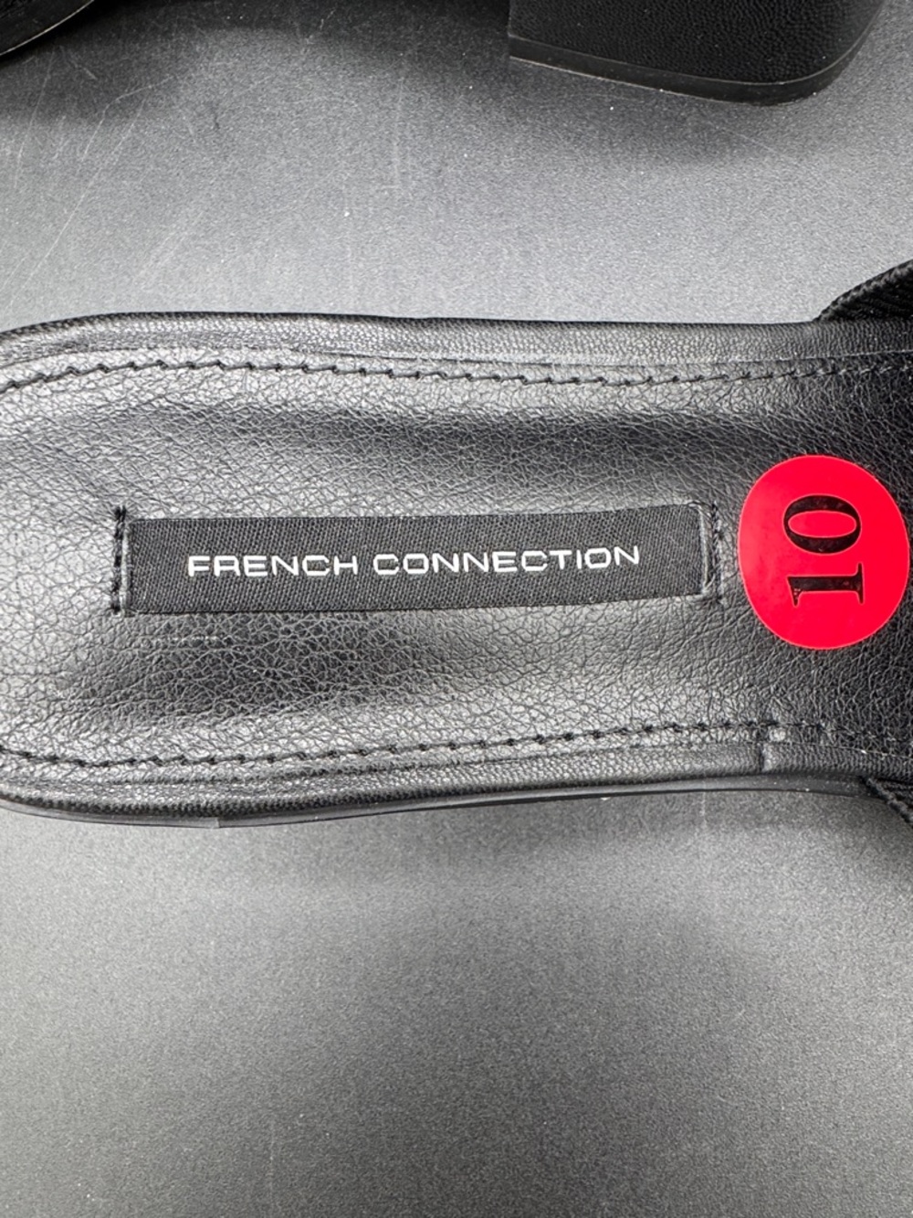 French Connection Black Ribbed Knit Square Toe Slide Mules Block Heel Size 10 - Picture 2 of 8